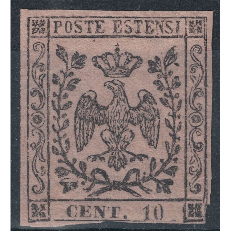 DUCATO DI MODENA 1852 10c rosa chiaro senza punto MNH**