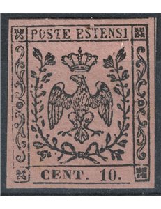DUCHY OF MODENA 1857 10c pink with MH* dot ©