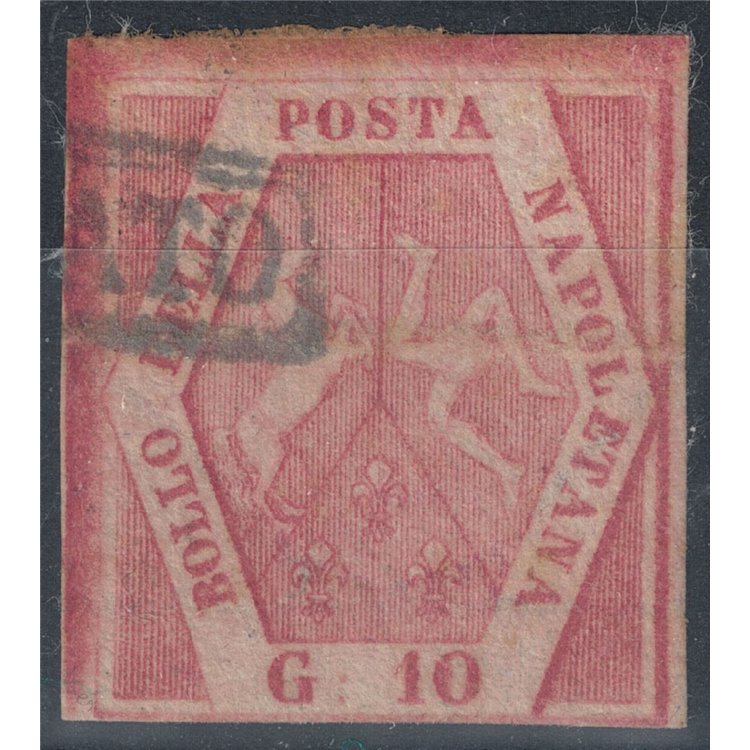 KINGDOM OF NAPLES 1858 10 grana carmine pink II plate us ©