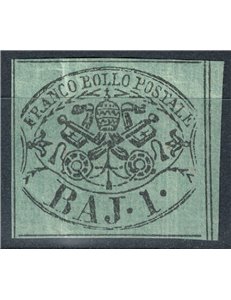 PAUL STATE 1852-64 Coat of arms (1 greyish green bajocco) MNH** ©