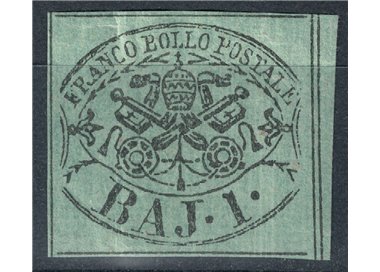 PAUL STATE 1852-64 Coat of arms (1 greyish green bajocco) MNH** ©