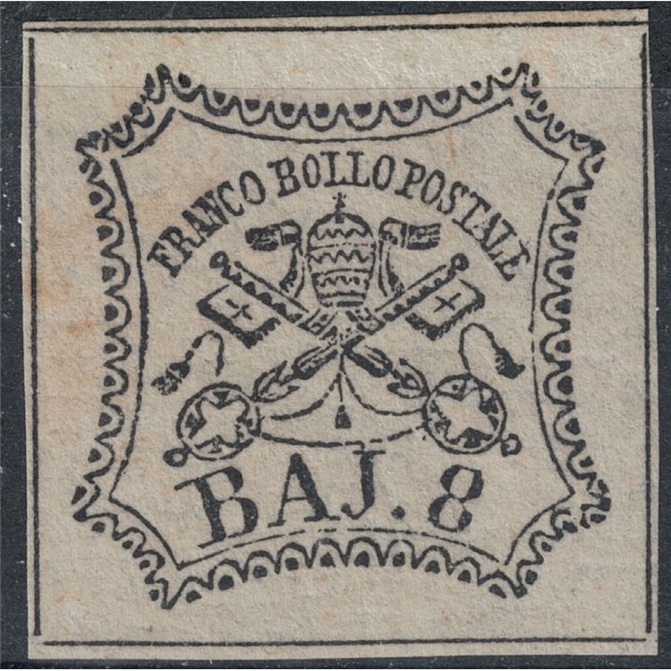 PAUL STATE 1852-64 Coat of arms (8 white bajocchi) MH* ©