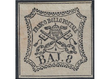STATO PONTIFICIO 1852-64 Stemma (8 bajocchi bianco) MH* ©