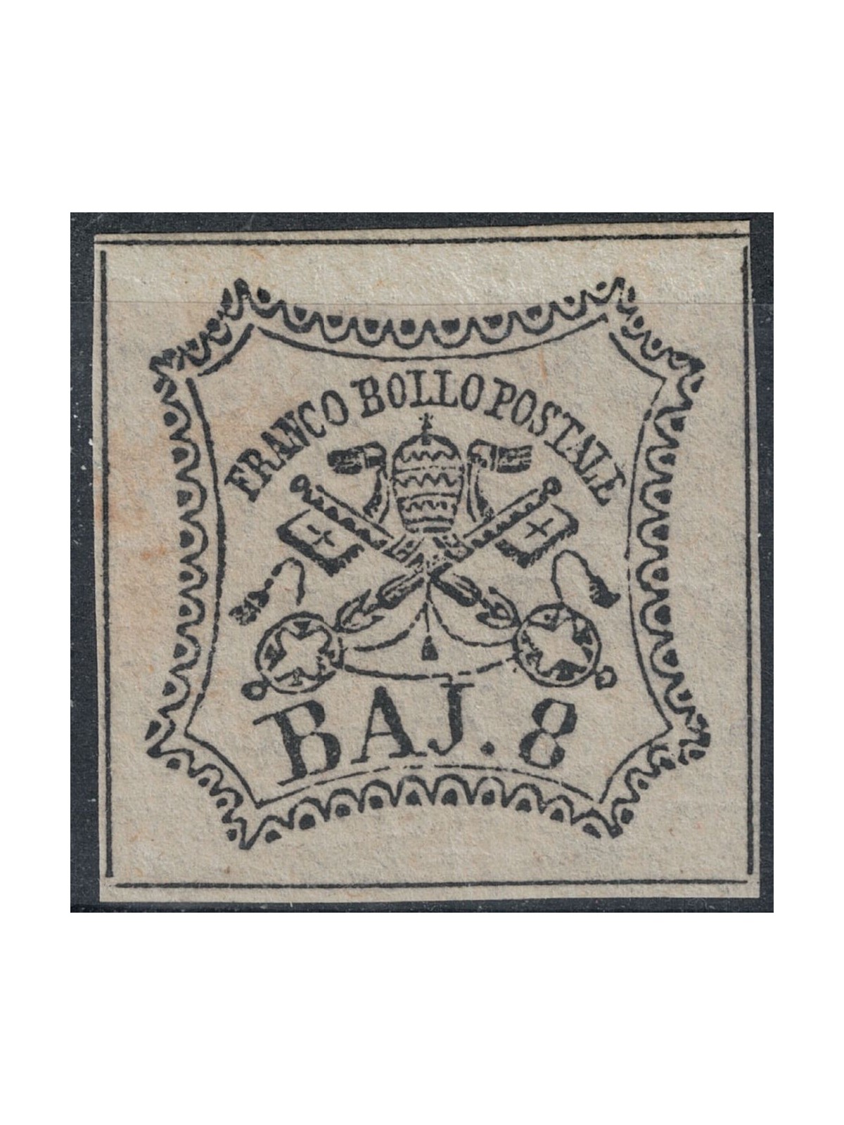 PAUL STATE 1852-64 Coat of arms (8 white bajocchi) MH* ©