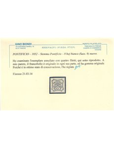 STATO PONTIFICIO 1852-64 Stemma (8 bajocchi bianco) MH* ©