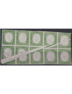 KINGDOM OF SARDINIA 1863 Variety 5c pale green 10v MNH** ©