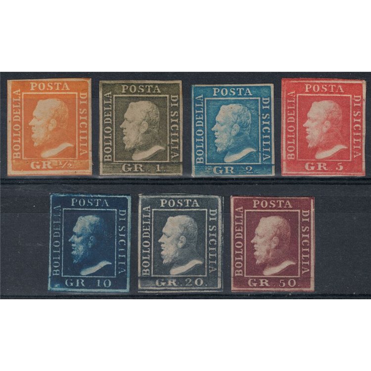 REGNO DI SICILIA 1859 Effigie di Ferdinando II 7v MH* ©
