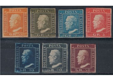 REGNO DI SICILIA 1859 Effigie di Ferdinando II 7v MH* ©
