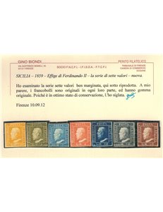 REGNO DI SICILIA 1859 Effigie di Ferdinando II 7v MH* ©