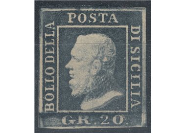 KINGDOM OF SICILY 1859 20 grana slate grey MH* ©