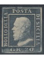 REGNO DI SICILIA 1859 20 grana grigio ardesia MH* ©
