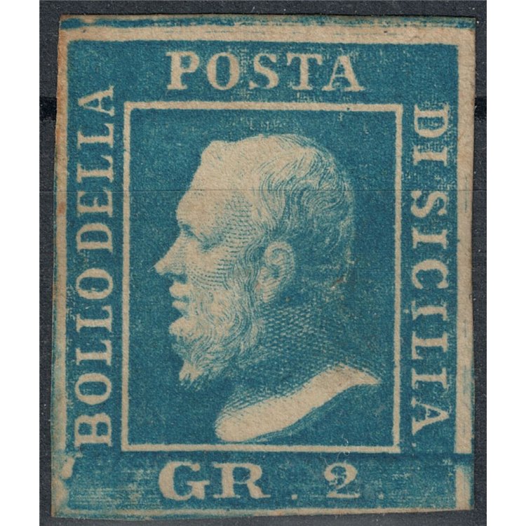 REGNO DI SICILIA 1859 2 grana azzurro chiaro MH* ©