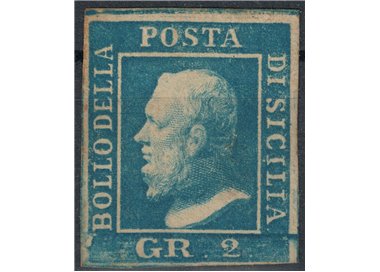 REGNO DI SICILIA 1859 2 grana azzurro chiaro MH* ©