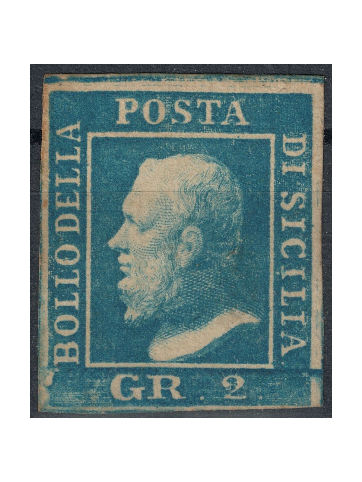 REGNO DI SICILIA 1859 2 grana azzurro chiaro MH* ©