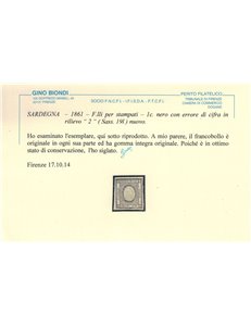 REGNO DI SARDEGNA 1861 Varietà 1c francobolli per stampati MNH** ©