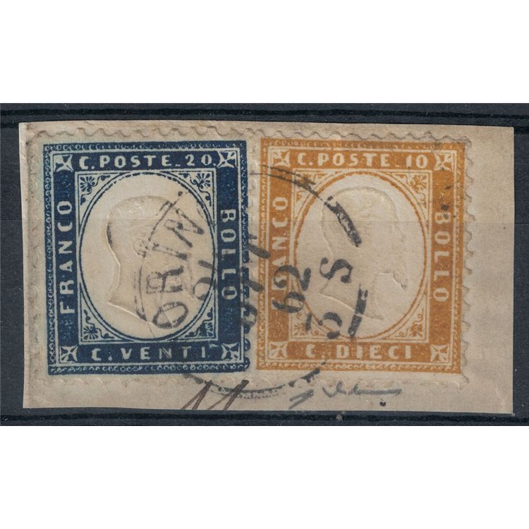 ITALY KINGDOM 1862 10c bistro + 20c indigo us ©