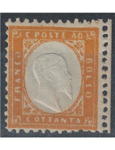 ITALIA REGNO 1862 80c giallo arancio MNH** ©