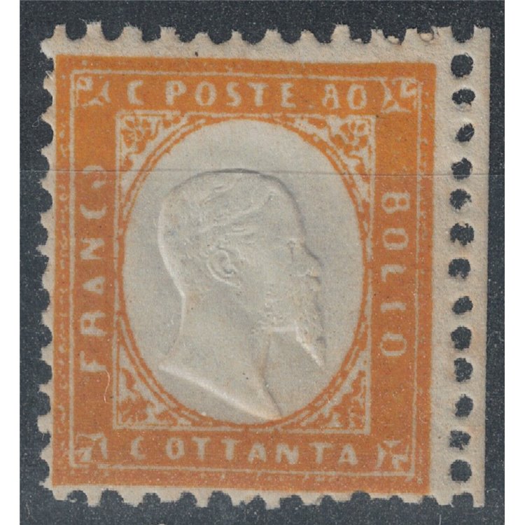ITALIA REGNO 1862 80c giallo arancio MNH** ©