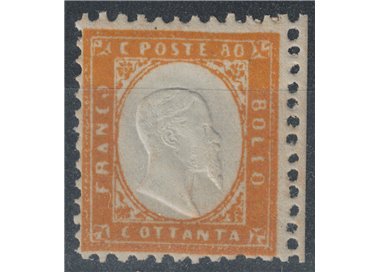 ITALIA REGNO 1862 80c giallo arancio MNH** ©