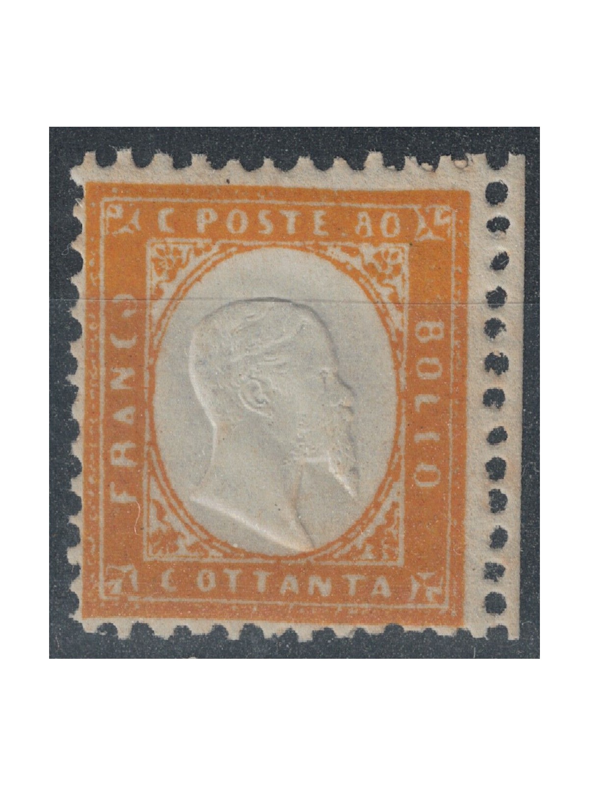 ITALIA REGNO 1862 80c giallo arancio MNH** ©