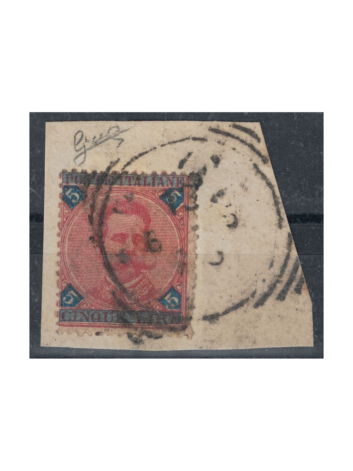 ITALIA REGNO 1891 Umberto I 5£ carminio e azzurro us ©
