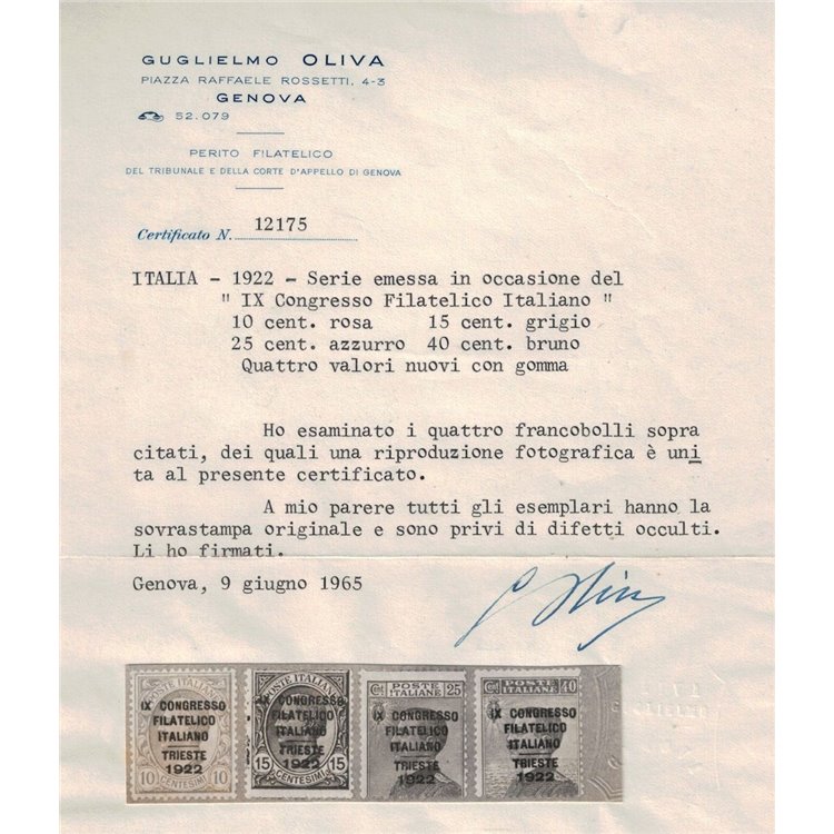 ITALIA REGNO 1922 Congresso filatelico italiano 4v MNH** ©