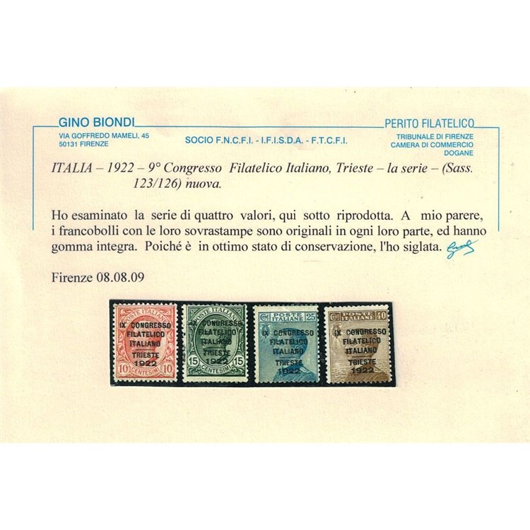 ITALIA REGNO 1922 Congresso filatelico italiano 4v MNH** ©