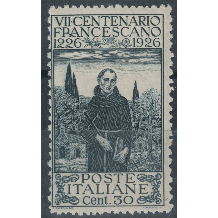 ITALY KINGDOM 1926 San Francesco, 30c perf. 13½ x 11 MNH** ©
