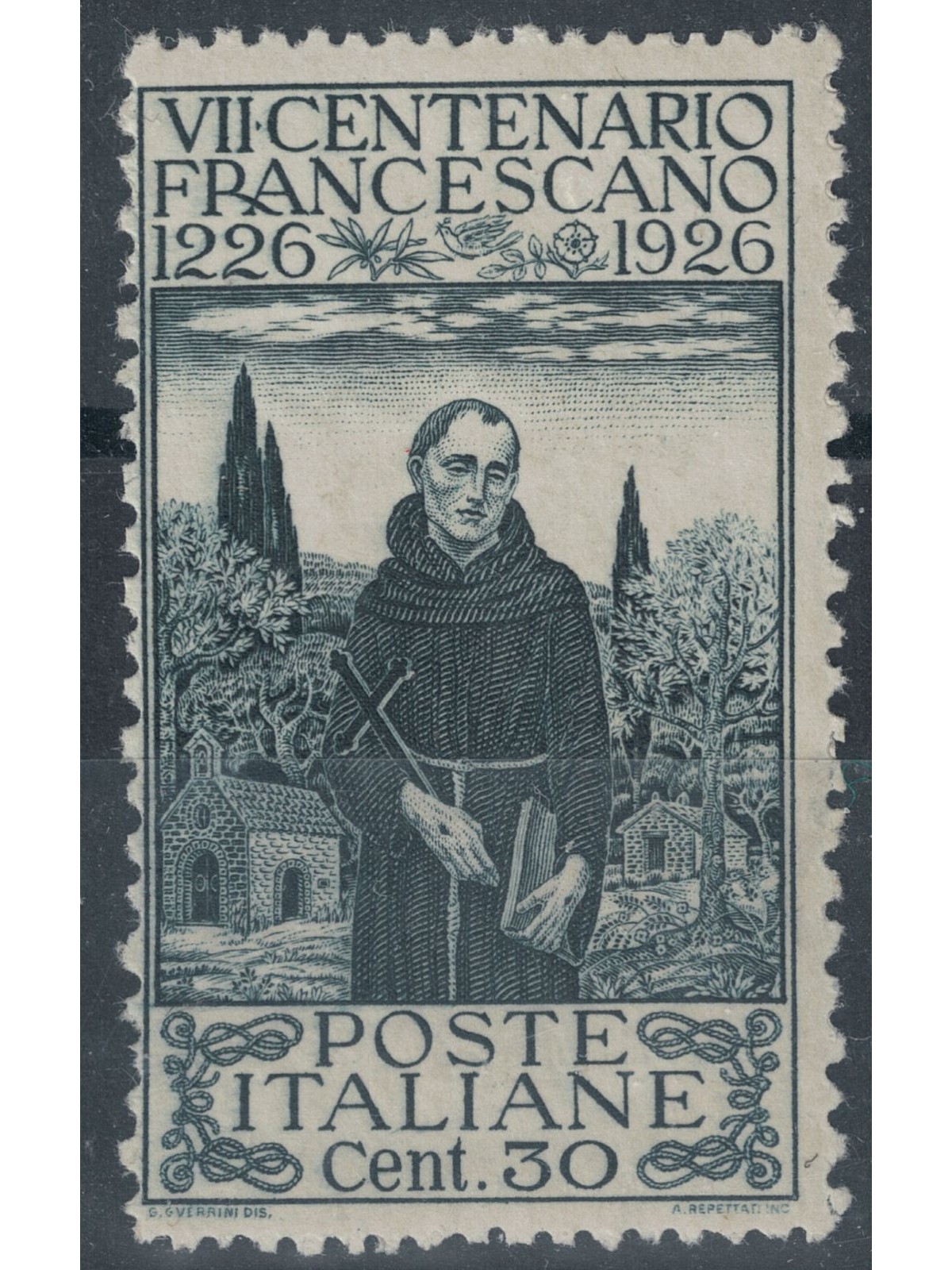 ITALY KINGDOM 1926 San Francesco, 30c perf. 13½ x 11 MNH** ©