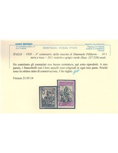 ITALIA REGNO 1928 Emanuele Filiberto 13v us ©