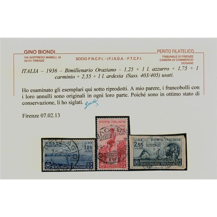 ITALIA REGNO 1936 Bimillenario Orazio 13v us ©