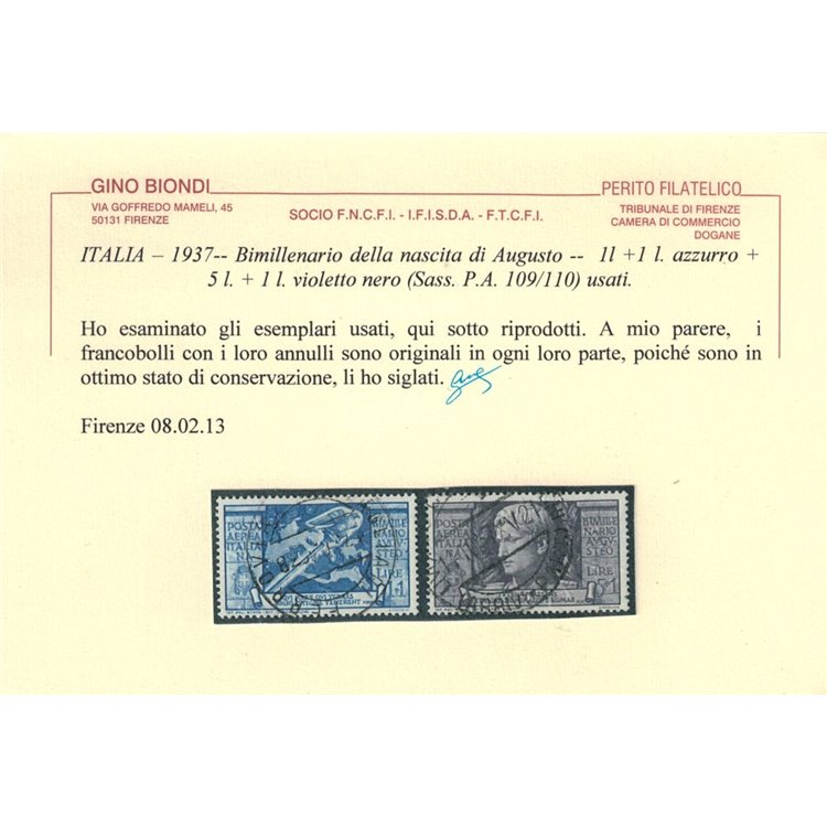 ITALIA REGNO 1937 Bimillenario di Augusto (posta aerea) 5v us ©
