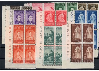 ITALY KINGDOM 1937 Illustrious men in block of four 10v MNH** ©
