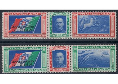 ITALIA REGNO 1933 Crociera Nord Atlantica BIAN 2 trittici MNH**