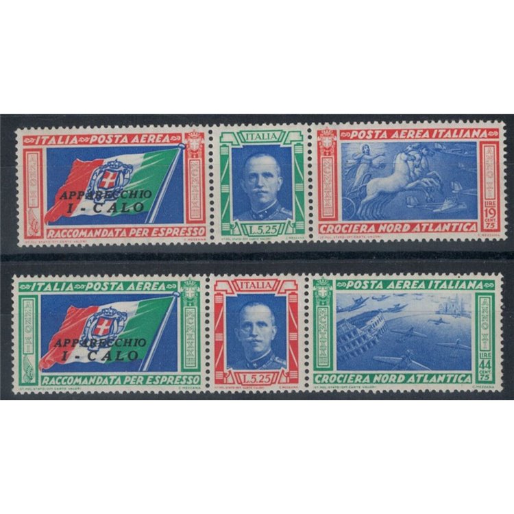ITALY KINGDOM 1933 North Atlantic Cruise CALO 2 triptychs MNH**