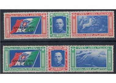 ITALY KINGDOM 1933 North Atlantic Cruise CALO 2 triptychs MNH**