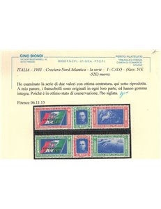 ITALIA REGNO 1933 Crociera Nord Atlantica CALO 2 trittici MNH**