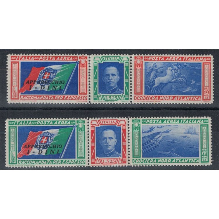 ITALIA REGNO 1933 Crociera Nord Atlantica DINI 2 trittici MNH**