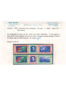 ITALIA REGNO 1933 Crociera Nord Atlantica DINI 2 trittici MNH**