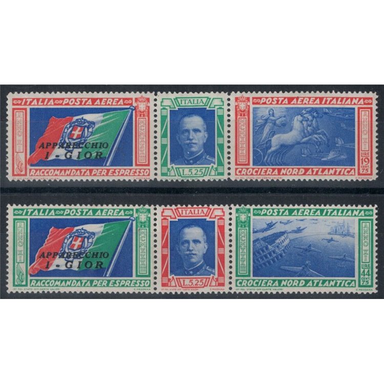 ITALIA REGNO 1933 Crociera Nord Atlantica GIOR 2 trittici MNH**