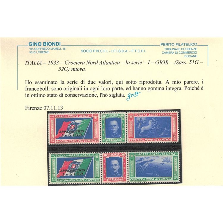 ITALIA REGNO 1933 Crociera Nord Atlantica GIOR 2 trittici MNH**