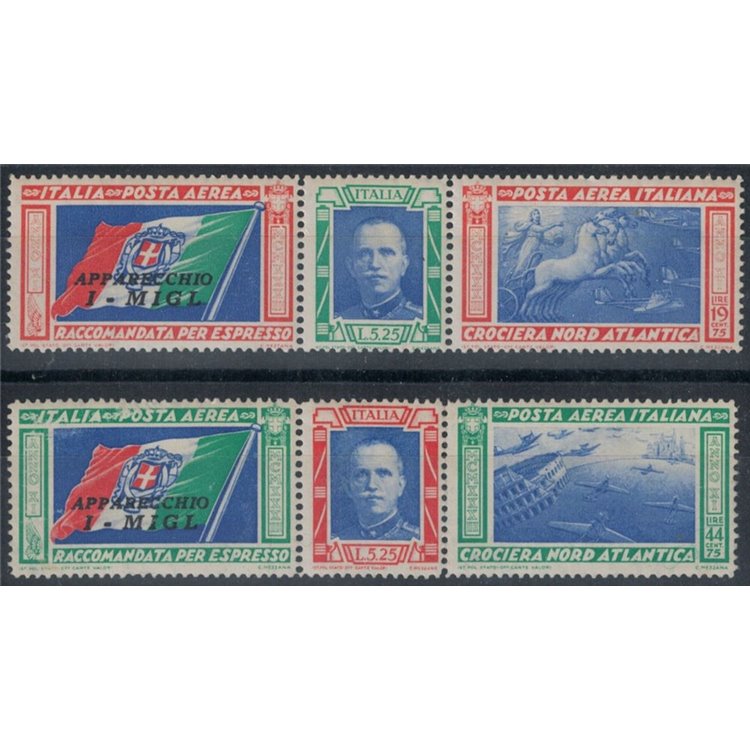 ITALIA REGNO 1933 Crociera Nord Atlantica MIGL 2 trittici MNH**