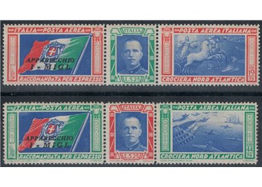 ITALIA REGNO 1933 Crociera Nord Atlantica MIGL 2 trittici MNH**