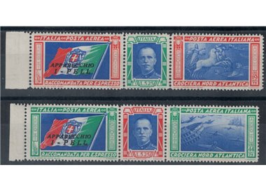 ITALY KINGDOM 1933 North Atlantic Cruise PELL 2 triptychs MNH**