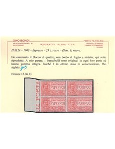 ITALIA REGNO 1903 Espresso (in quartina) MNH** ©