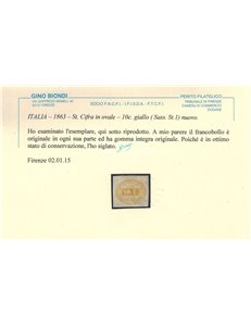 ITALIA REGNO 1863 Segnatasse 10c giallo MNH** ©