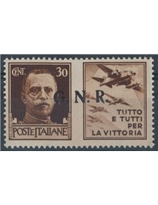 ITALIA RSI 1944 Varietà propaganda di guerra G.N.R. 30 c. bruno MNH**