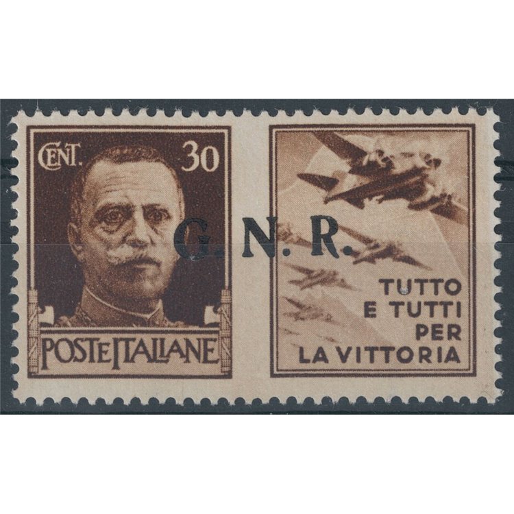 ITALIA RSI 1944 Varietà propaganda di guerra G.N.R. 30 c. bruno MNH**