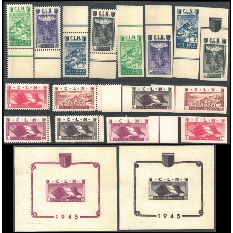 AOSTA 1944 Soggetti vari 16v + 2 BF MNH** ©