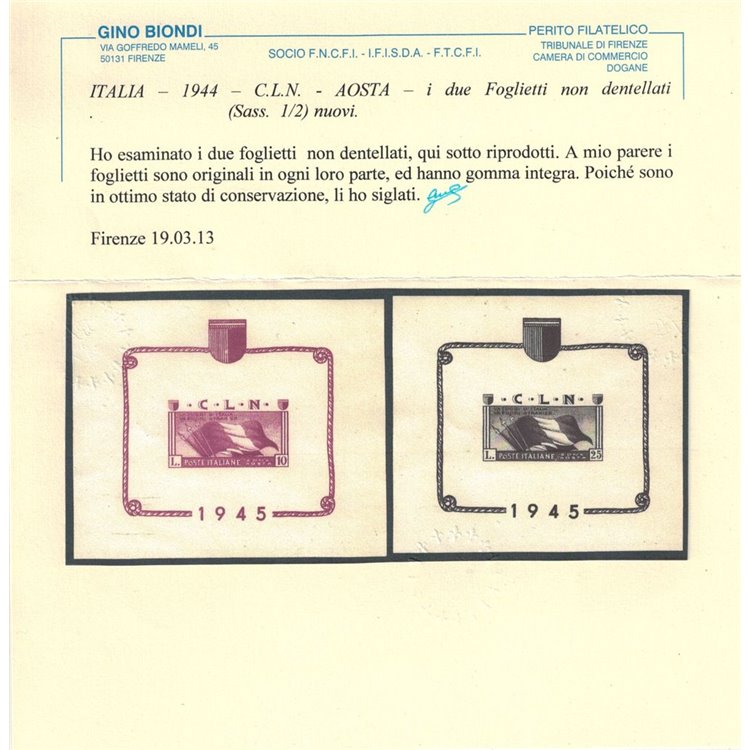 AOSTA 1944 Soggetti vari 16v + 2 BF MNH** ©